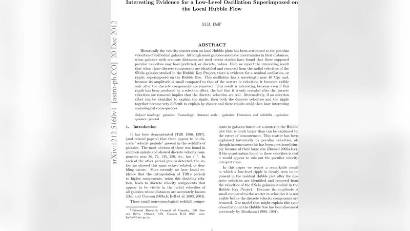 Interesting Evidence for a Low-Level Oscillation Superimposed on the   Local Hubble Flow