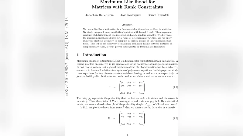 Maximum Likelihood for Matrices with Rank Constraints