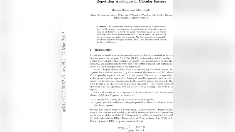 Repetition Avoidance in Circular Factors