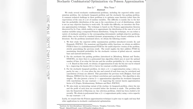 Stochastic Combinatorial Optimization via Poisson Approximation