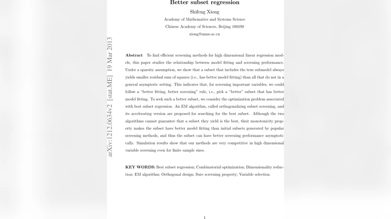 Better subset regression