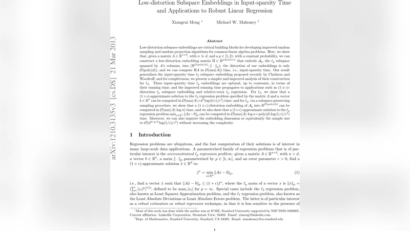 Low-distortion Subspace Embeddings in Input-sparsity Time and   Applications to Robust Linear Regression