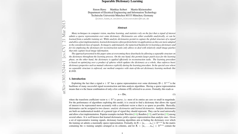 Separable Dictionary Learning