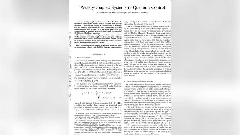 Weakly-coupled systems in quantum control