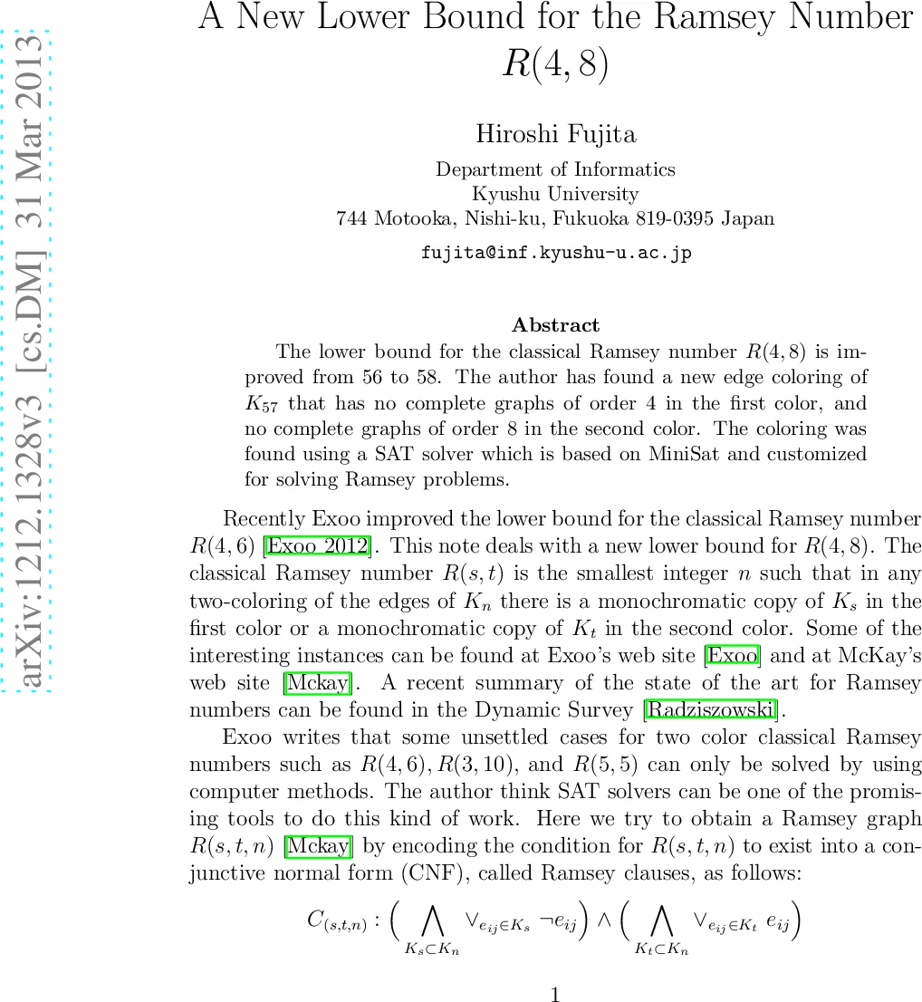 A New Lower Bound for the Ramsey Number R(4, 8)