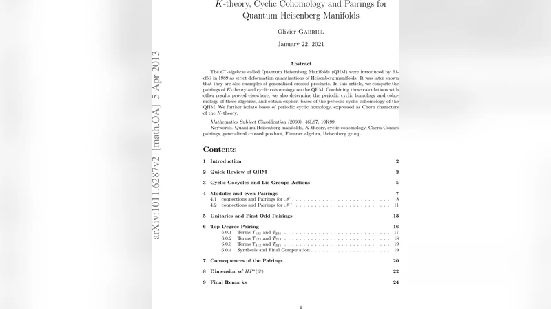 K-theory, Cyclic Cohomology and Pairings for Quantum Heisenberg   Manifolds