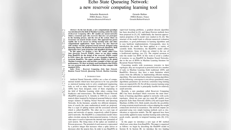 Echo State Queueing Network: a new reservoir computing learning tool