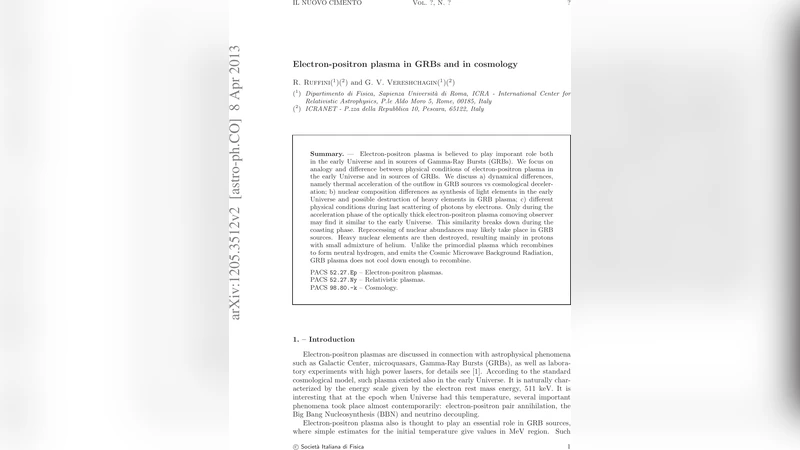 Electron-positron plasma in GRBs and in cosmology