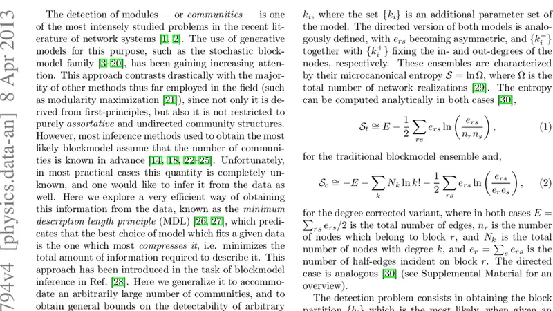 Parsimonious module inference in large networks