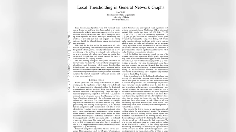 Local Thresholding in General Network Graphs