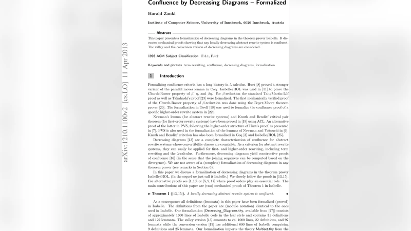 Confluence by Decreasing Diagrams -- Formalized