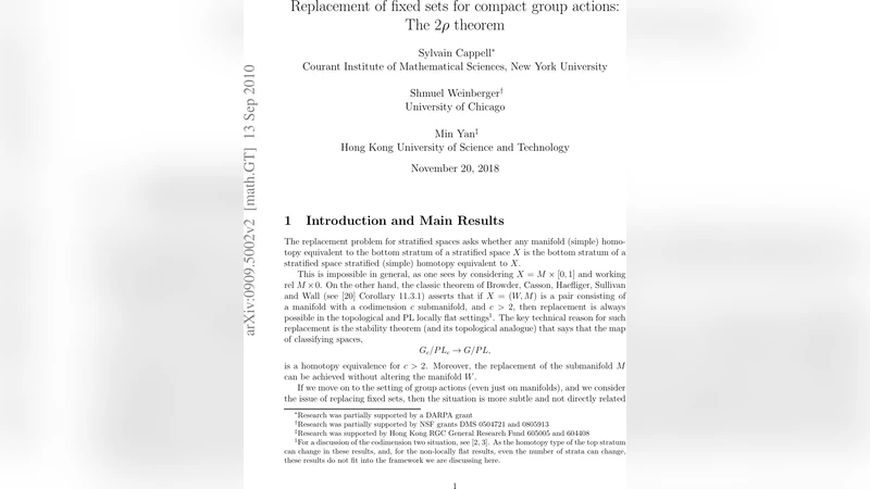 Replacement of fixed sets for compact group actions: The 2rho theorem