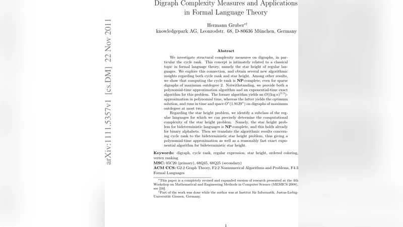 Digraph Complexity Measures and Applications in Formal Language Theory