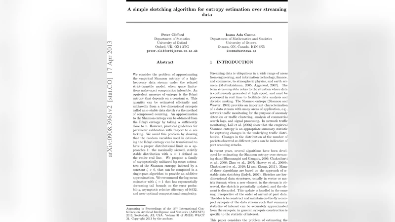 A simple sketching algorithm for entropy estimation