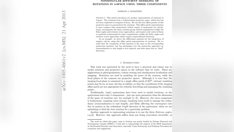 Nonsingular Efficient Modeling of Rotations in 3-space using three   components