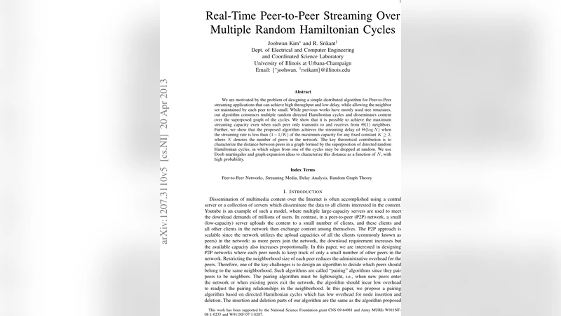 Real-Time Peer-to-Peer Streaming Over Multiple Random Hamiltonian Cycles