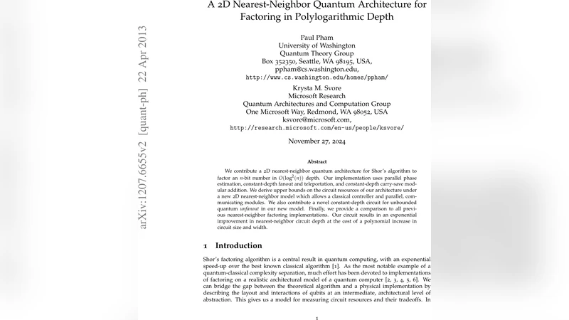 A 2D Nearest-Neighbor Quantum Architecture for Factoring in   Polylogarithmic Depth