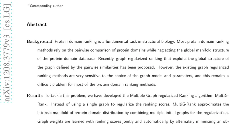 Multiple graph regularized protein domain ranking