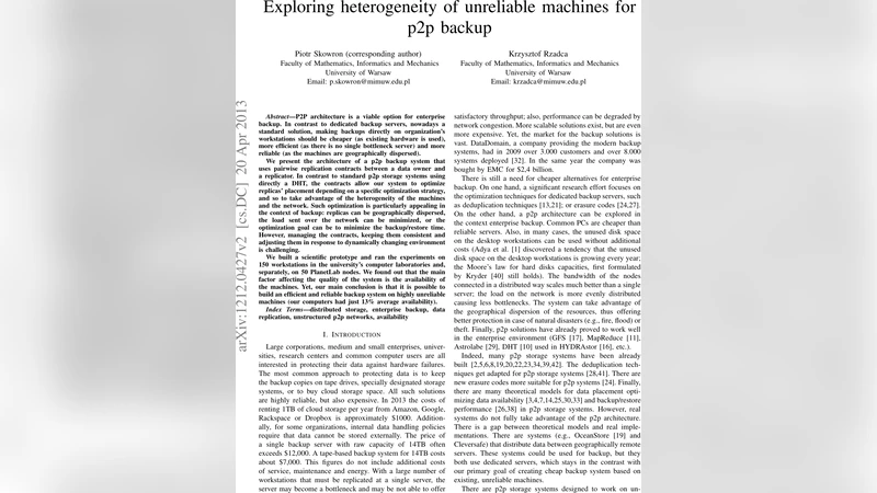Exploring heterogeneity of unreliable machines for p2p backup