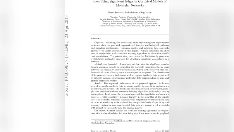 On Identifying Significant Edges in Graphical Models of Molecular   Networks
