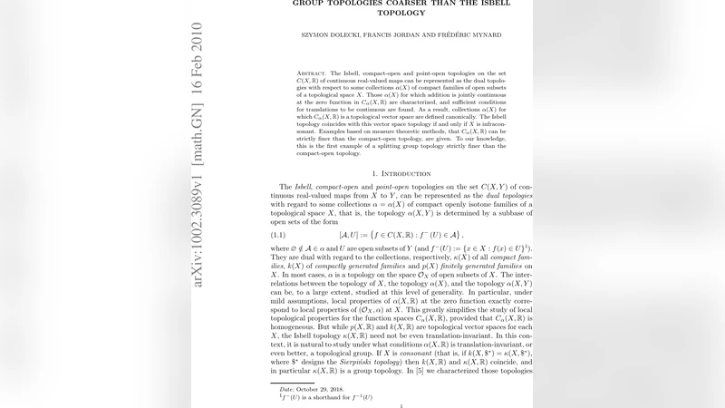 Group topologies coarser than the Isbell topology