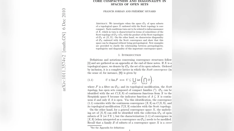 Core compactness and diagonality in spaces of open sets