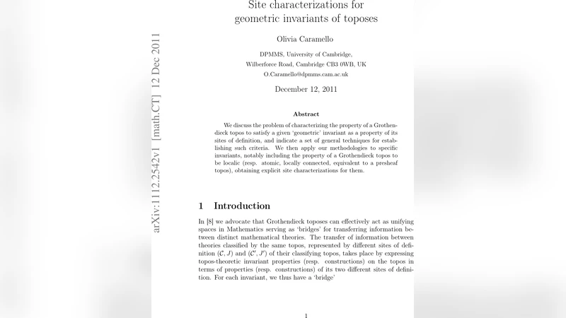 Site characterizations for geometric invariants of toposes