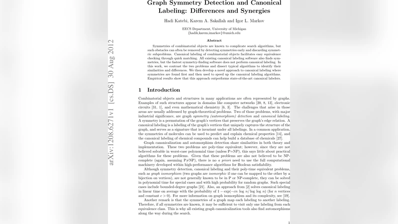 Graph Symmetry Detection and Canonical Labeling: Differences and   Synergies