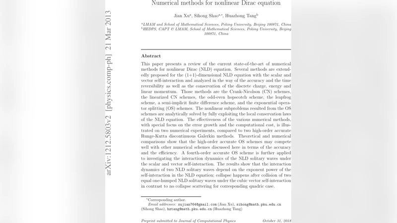 Numerical methods for nonlinear Dirac equation
