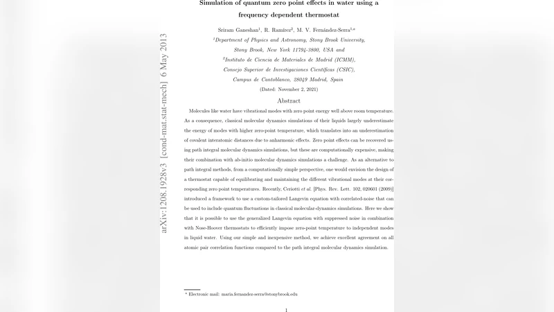 Simulation of quantum zero-point effects in water using a   frequency-dependent thermostat