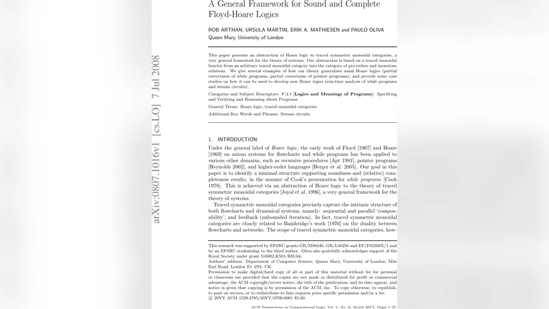 A General Framework for Sound and Complete Floyd-Hoare Logics