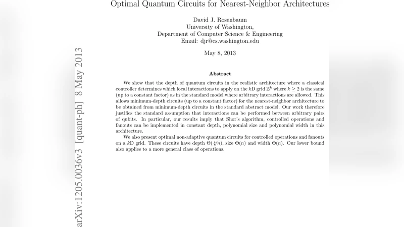 Optimal Quantum Circuits for Nearest-Neighbor Architectures