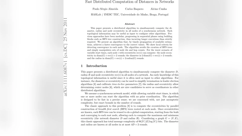 Fast Distributed Computation of Distances in Networks