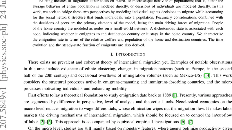 Migration in a Small World: A Network Approach to Modeling Immigration   Processes