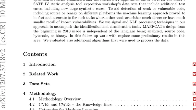 MARFCAT: Transitioning to Binary and Larger Data Sets of SATE IV