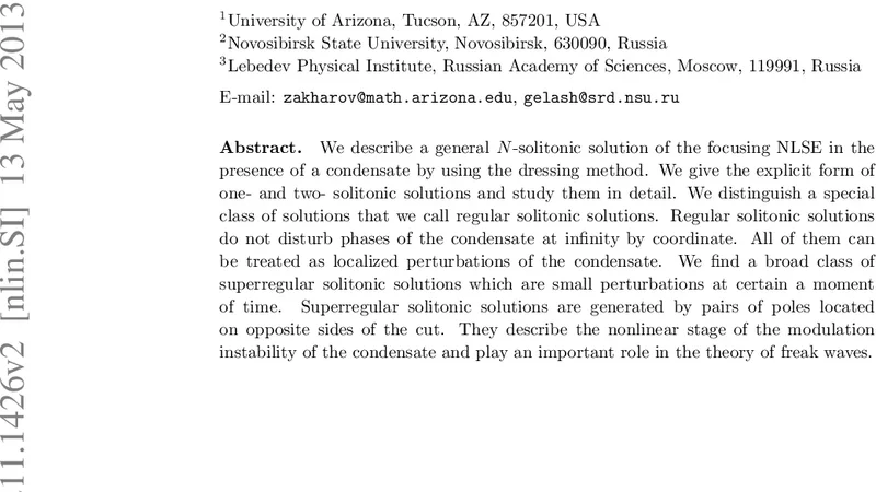 Superregular solitonic solutions: a novel scenario of the nonlinear   stage of Modulation Instability