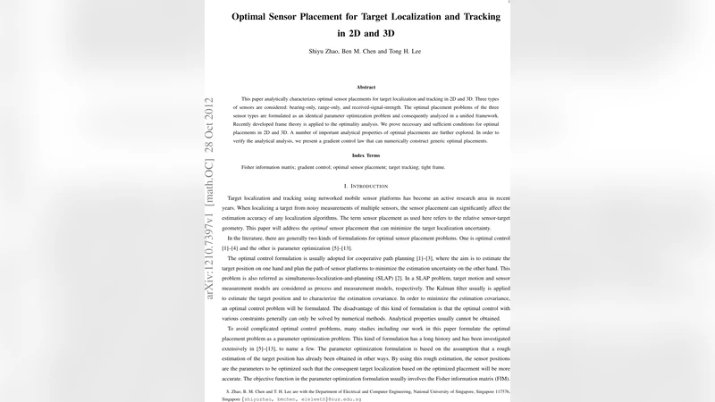 Optimal Sensor Placement for Target Localization and Tracking in 2D and   3D