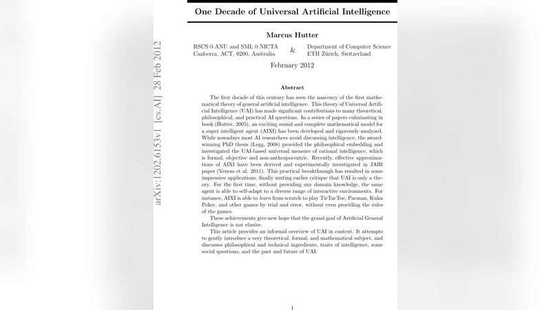 One Decade of Universal Artificial Intelligence