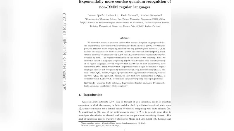 Exponentially more concise quantum recognition of non-RMM regular   languages