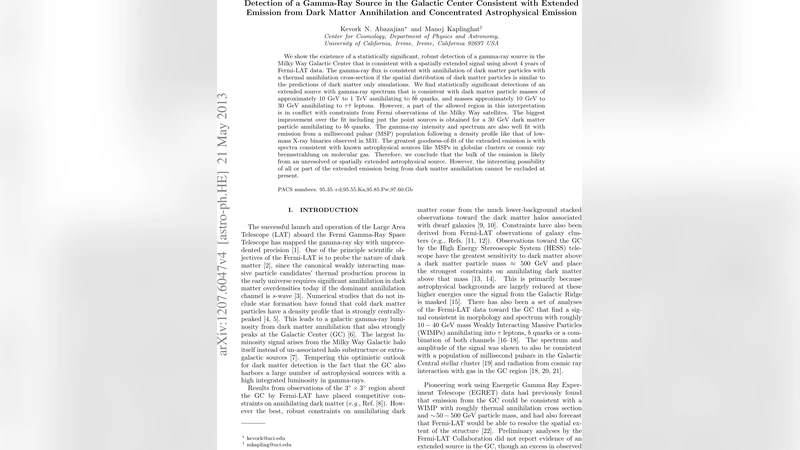 Detection of a Gamma-Ray Source in the Galactic Center Consistent with   Extended Emission from Dark Matter Annihilation and Concentrated   Astrophysical Emission