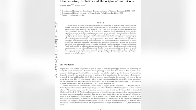 Compensatory evolution and the origins of innovations