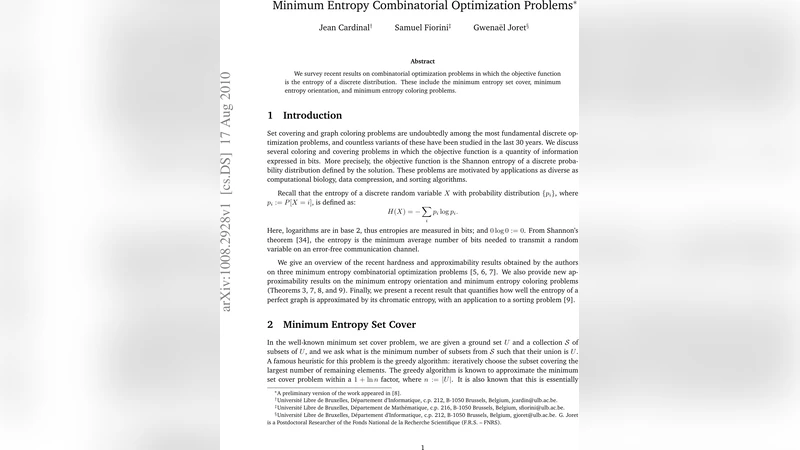 Minimum Entropy Combinatorial Optimization Problems