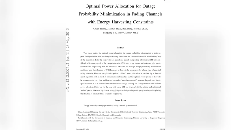 Optimal Power Allocation for Outage Minimization in Fading Channels with   Energy Harvesting Constraints
