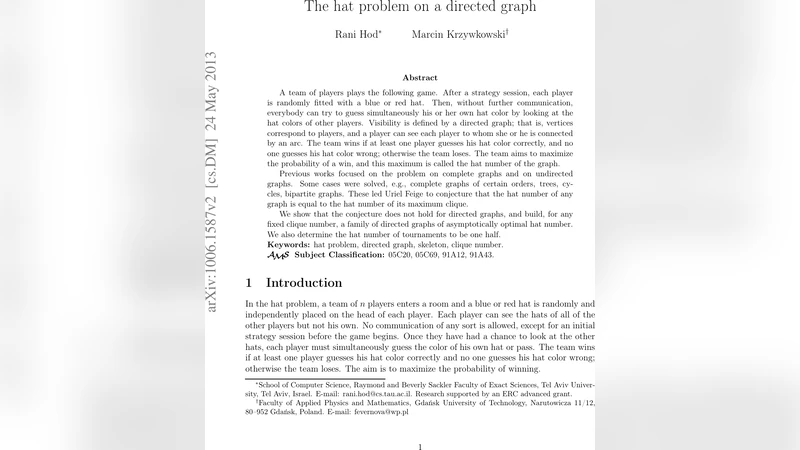 A construction for the hat problem on a directed graph