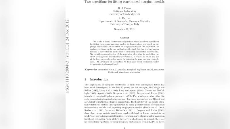 Two algorithms for fitting constrained marginal models