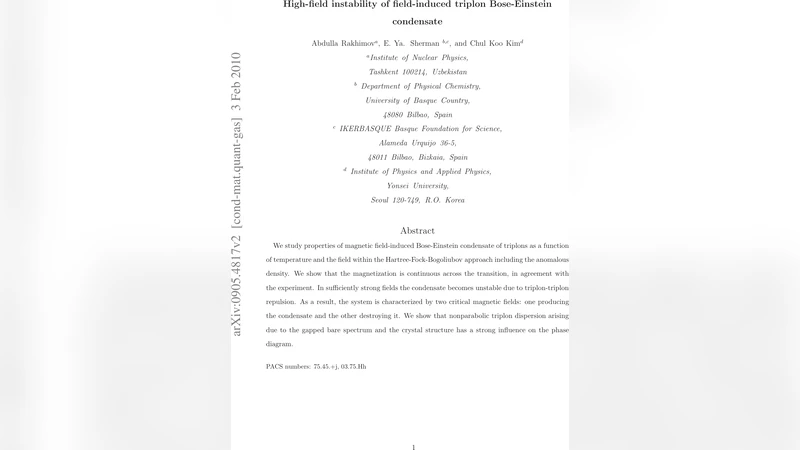 High-field instability of field-induced triplon Bose-Einstein condensate