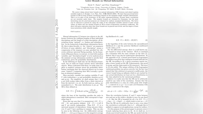 Lower Bounds on Mutual Information