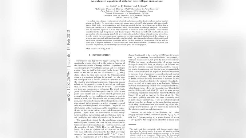 An extended equation of state for core-collapse simulations