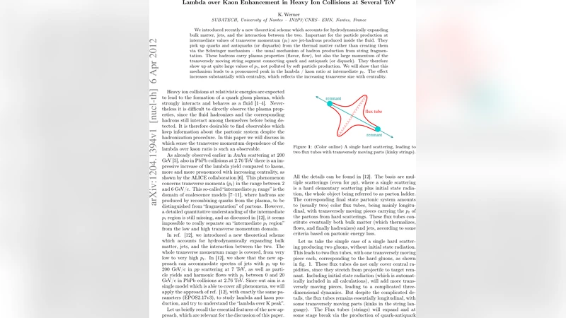 Lambda over Kaon Enhancement in Heavy Ion Collisions at Several TeV
