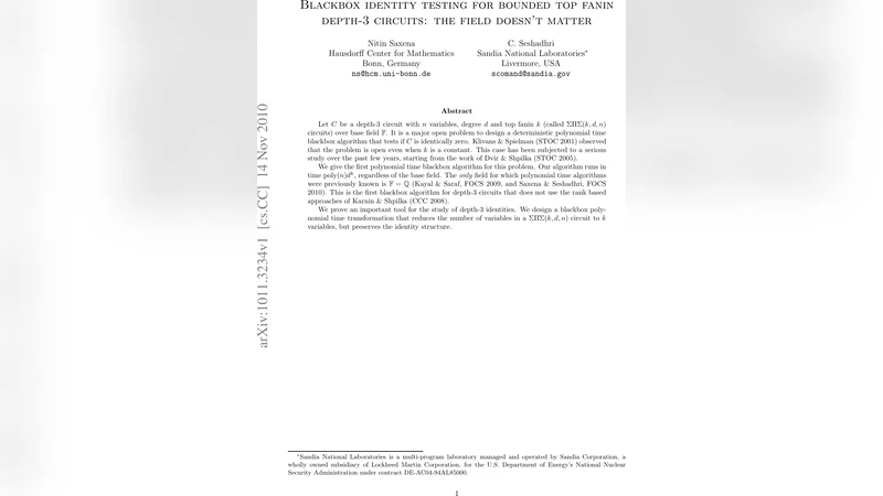 Blackbox identity testing for bounded top fanin depth-3 circuits: the   field doesnt matter